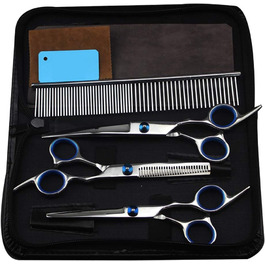 Набір професійних ножиць для грумінгу собак та котів, нержавіюча сталь, 6 дюймів, ножиці для розрідження, вигнуті