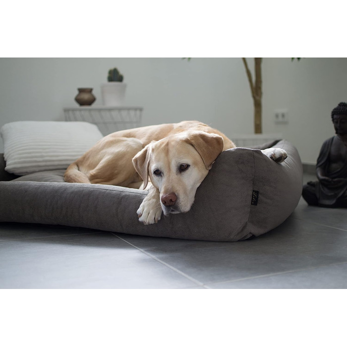 Лебон - ліжко для собак Гордон - Бежево-коричневе, м'яке, з товстою лежанкою, 3 розміри, можна прати (M)