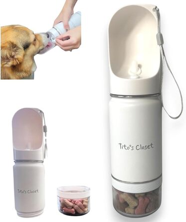 Водяна пляшка для тварин Tito's Closet Pawsome Durstlöscher, 400 мл, нержавіюча сталь, з відділенням для ласощів