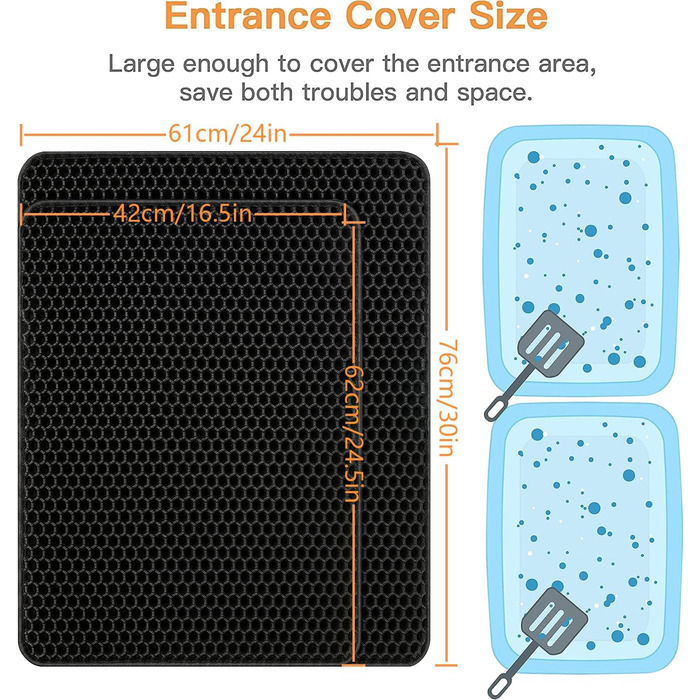 Килимок для котячого туалету Ycozy Katzenklo Matte 76x61 см, Oxford-тканина, водовідштовхувальний, контролює розсипання наповнювача