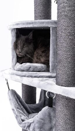 Когтеточка для великих котів Petrebels Scenic View 197 XXL, міцна, для Мейн-кунів, товсті стовпи Ø12 см, сіра/світло-сіра