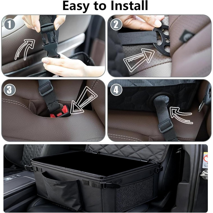 Автокрісло для собак, стабільне, водонепроникне, для маленьких та середніх порід, з посиленими стінками та ременями безпеки