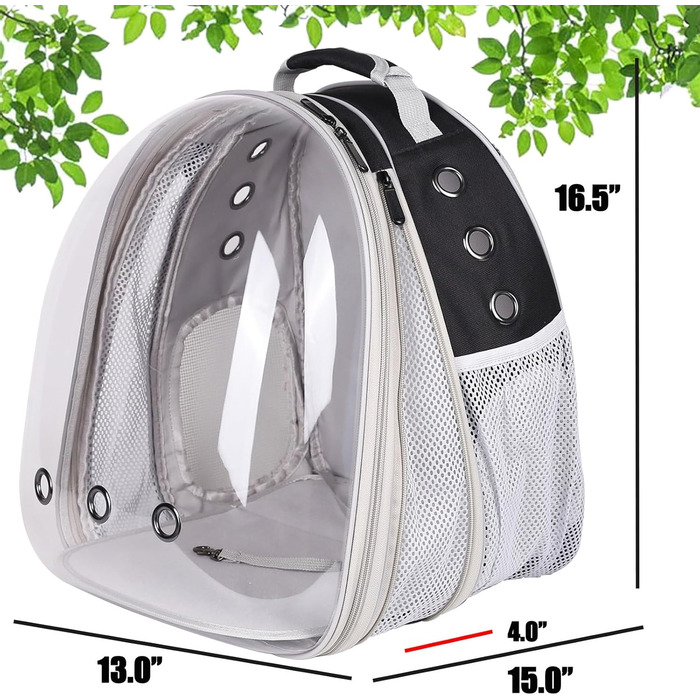 Рюкзак для кота, переноска для тварин до 9 кг, з фронтальною розширенням, чорний, для котів, цуценят, кроликів