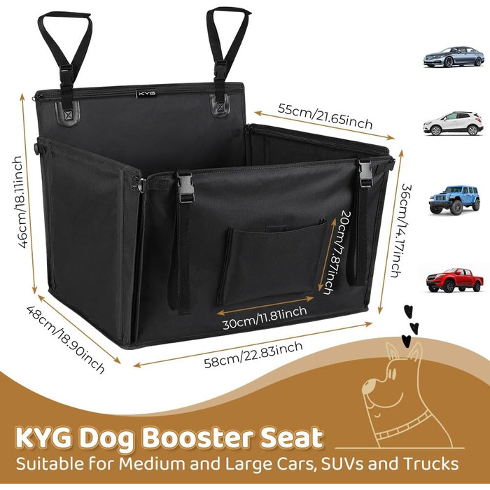 Автокрісло для собак KYG - стабільне, водовідштовхувальне, антиковзаюче, з 4 ременями, M (58x55x36 см)