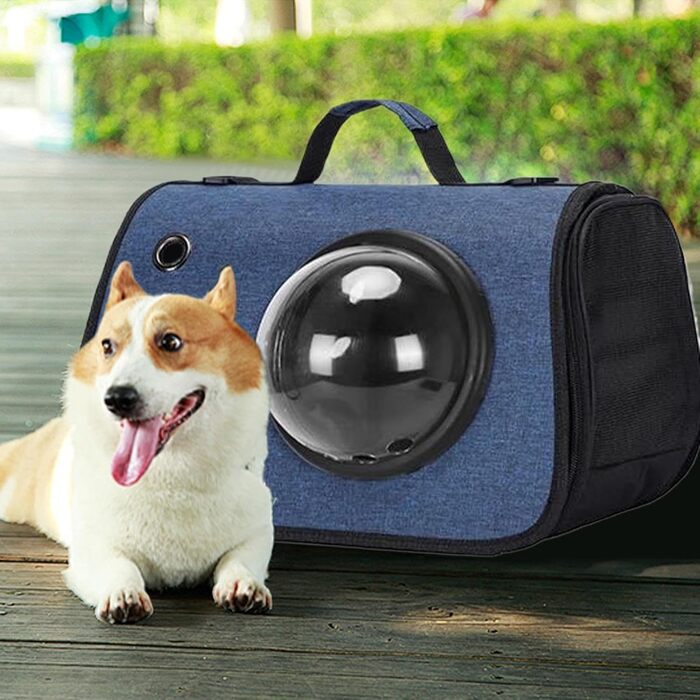 Транспортна сумка для кота/собаки: переноска, дорожній аксесуар, складана сумка для маленьких та середніх тварин (блакитна)