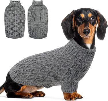 Светр для собак Queenmore, теплий та еластичний, для такс, мопсів, грейхаундів, сірий, розмір M