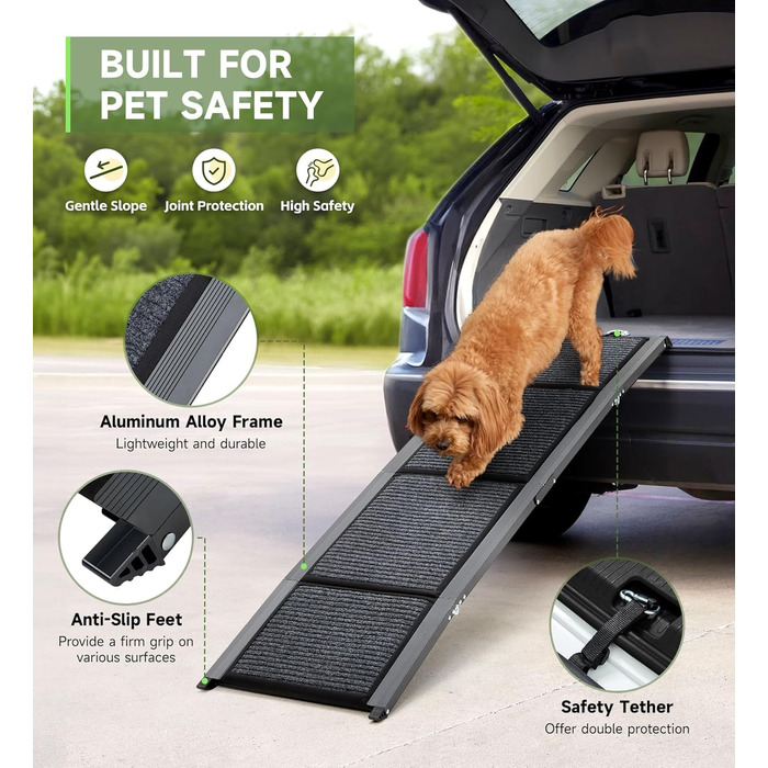 Рампа для собак Hunderampe, 170 см, складана, для авто, з неслизькою поверхнею, до 113.4 кг, легка та портативна