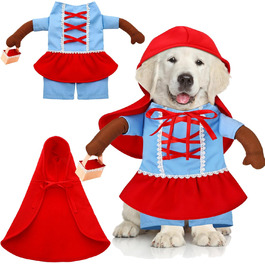 Костюм для собак Huhumy Rotkäppchen на Halloween, милий, кумедний косплей, одяг для собак маленьких, середніх та великих (S, Neck Length:11.8', Chest Girth:16.9')