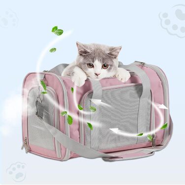 Roaringkitty Подорожі зі стилем: переноска для домашніх тварин до 6,8 кг, авіа-дозволена, складна, м'яка бічна кишеня, для котів та собак