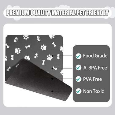 Підкладка для годівлі домашніх тварин – вбираюча підкладка під миски для їжі та води, без плям, швидковисихаюча (темно-сіра, з кількома лапами, 44.5 x 71 см)