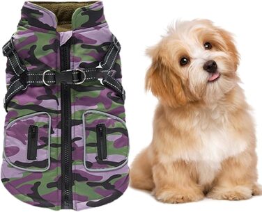 Зимова куртка для собак, світловідбиваючий одяг для собак, розмір M, жилет з інтегрованим шлейкою, одяг для домашніх тварин з світловідбиваючими смугами для маленьких та середніх собак