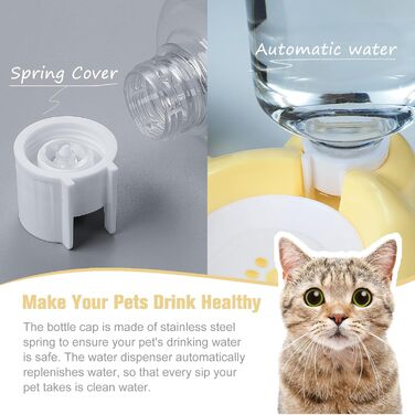 Набір мисок для собак та котів з водопоїтелем та мисками з нержавіючої сталі (світло-жовтий)