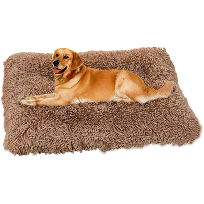 М'яке ліжко для собак SOAI, плюшеве гніздо для собак, килимок для собак, м'яка підстилка, кошик для собак середніх порід та котів (65x48 см, кавовий колір)