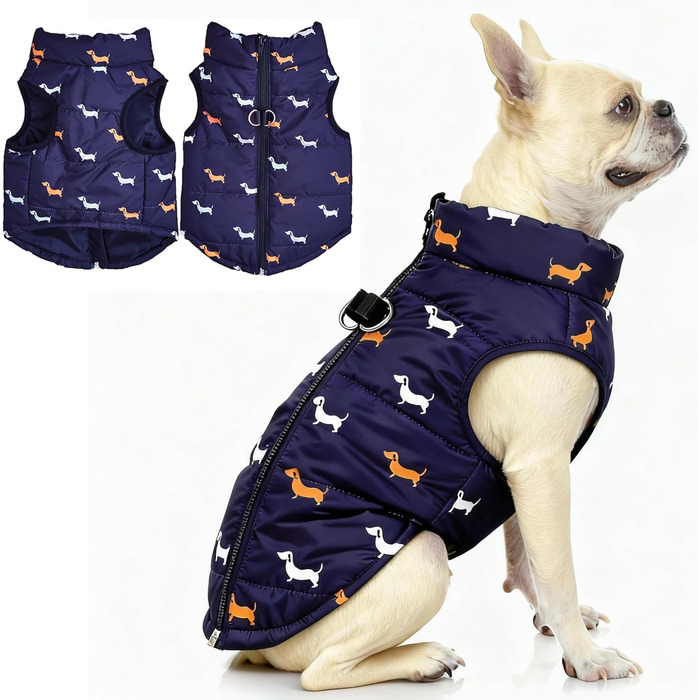 Теплий зимовий одяг для собак: куртка для маленьких собак, вітронепроникний, чорний, розмір M (S, блакитний)