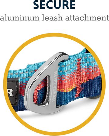 Нашийник для собак RUFFWEAR Crag, світловідбивний, комфортний, для щоденного використання, колір сонячний захід, 28–36 см