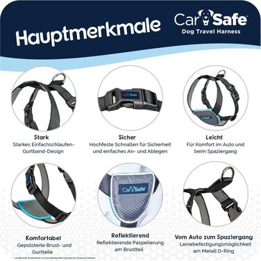 Автомобільна шлея для собак CarSafe L, безпечна та законна, для великих порід, відповідає ПДР