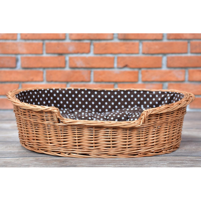 Корзина для собак з лози e-wicker24 502-60, брунатний колір, 60 x 43 x 19 см (80 x 60 x 26 см), натуральний дизайн