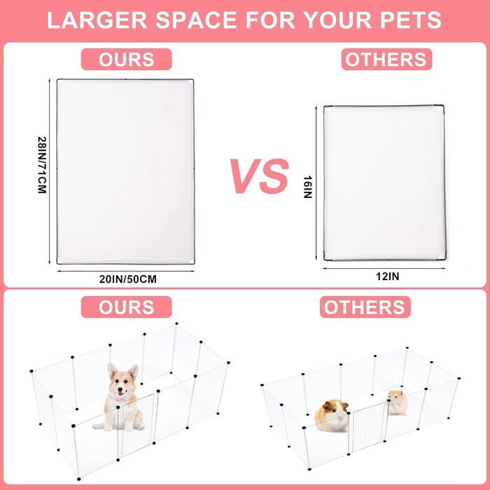 Клітка-загін для дрібних тварин Brian & Dany, 12 панелей, 203 x 101 x 71 см, вольєр для кроликів, цуценят, морських свинок