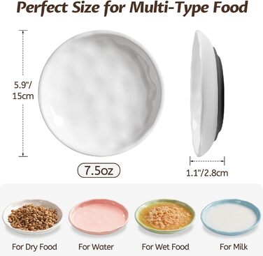 Набір мисок для котів з неслизьким дном, кераміка, анти-котячий пух, 4 шт. (гофрований стиль)
