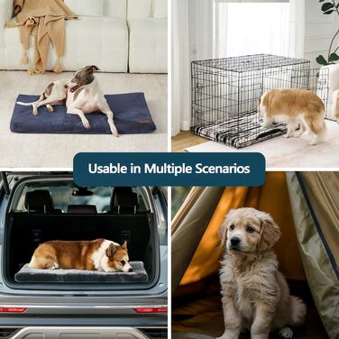 Килимок для собак з меморі-піни XL, водовідштовхувальний, знімний, пральний чохол, для великих собак, 106.7 x 27 x 2 см, морської колір