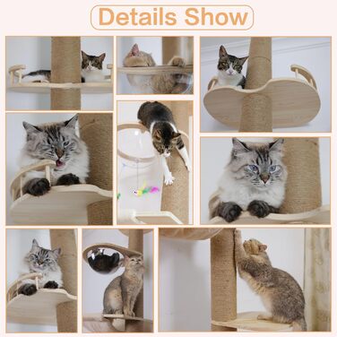 Котячий комплекс Kratzbaum Hanf: 5 ярусів, регульована висота (50-120 см), для дому та вулиці