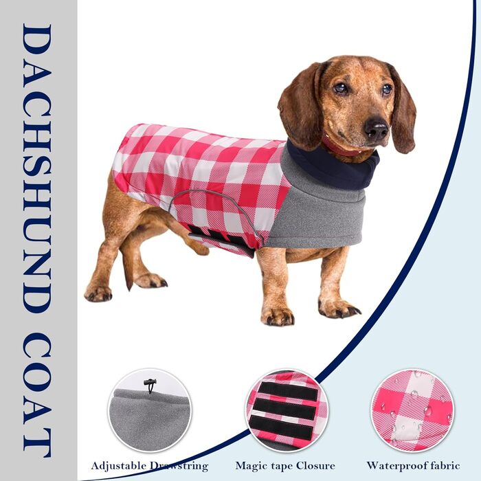 Водонепроникний зимовий теплий одяг для маленьких собак, джек-рассел, мініатюрний джек-рассел, куртка для собак з отвором для шлейки, одяг для домашніх тварин, ідеально підходить для прогулянок, походів, кемпінгу, розмір L, рожевий в клітинку