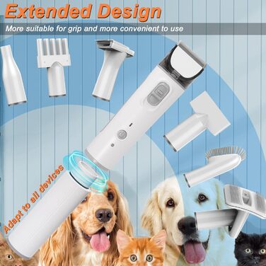 Машина для стрижки собак з пилососом, тиха, для собак та котів. Комплект з 10 інструментів для догляду, контейнер для сміття 2.0 л