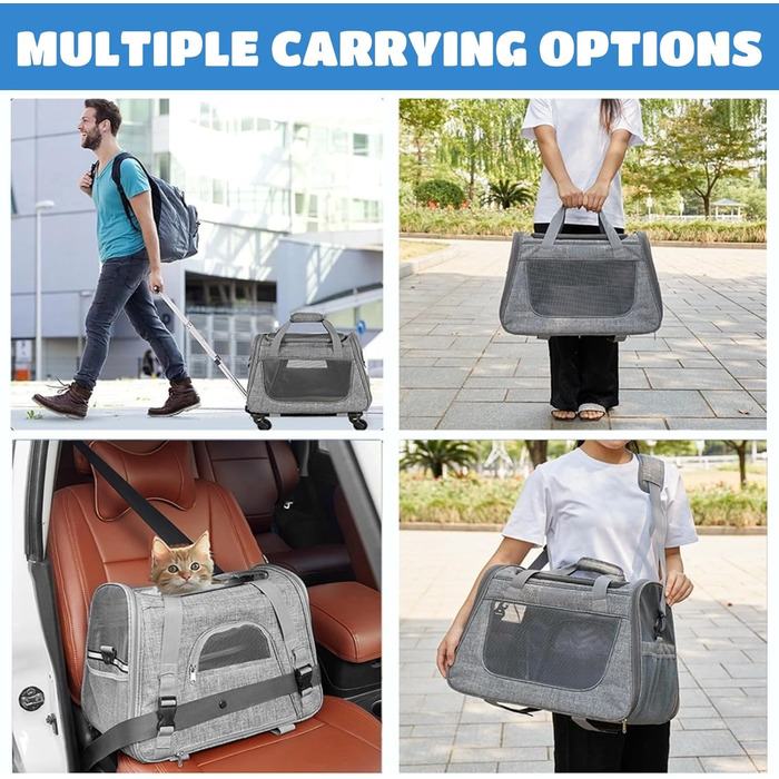 Транспортна сумка для кота на колесах 2 в 1: ідеальна для подорожей, ветеринара, авто, поїздів та літаків