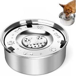 Миска для собак 3L без розливання, нержавіюча сталь, плаваюча годівниця, протиковзаюче дно, для цуценят та кошенят, здорове пиття
