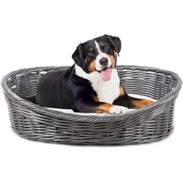 Лежак для собак і котів MaxxPet з подушкою, круглий, 70x53x23 см, антрацит