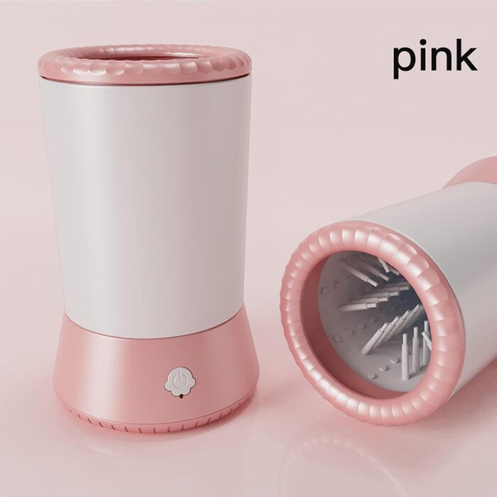 Автоматичний очищувач лап для собак – USB-чаша для миття лап | Очищувач кігтів для собак, інструмент для чищення лап собак, очищувач лап для собак, щітка для догляду за кігтями домашніх тварин для маленьких собак, M (Білий рожевий)