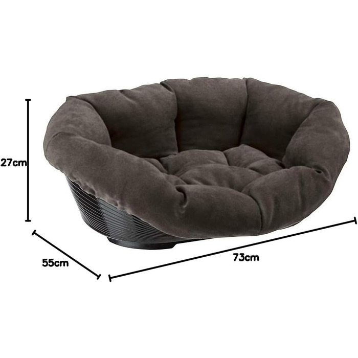 Корзина для домашніх тварин Ferplast SOFA' PRESTIGE з м'яким водонепроникним чохлом, сірого кольору, розмір L (73x55x27 см)