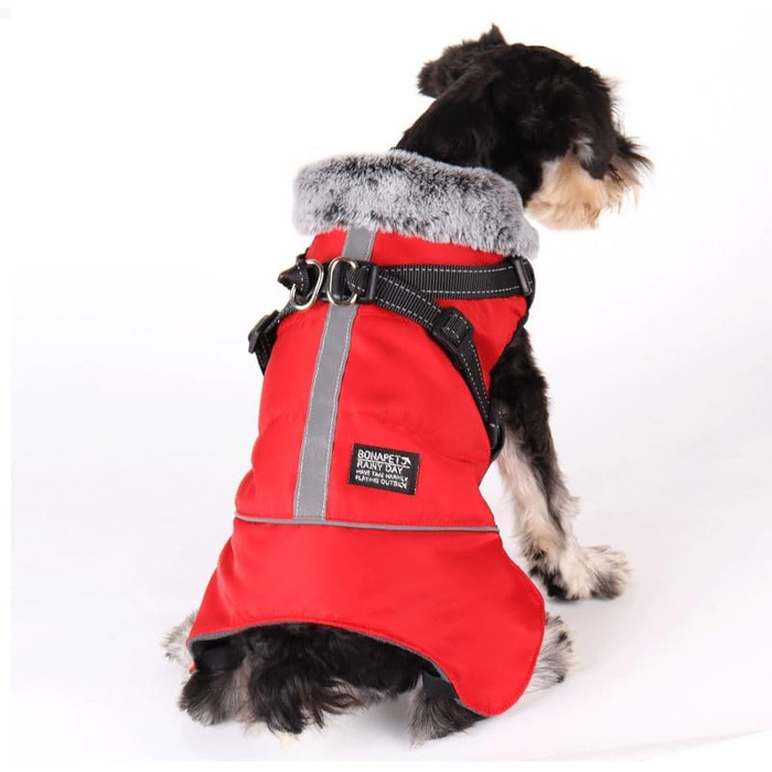 Зимові куртки для собак, жилети для собак з шлейкою, тепла куртка для собак, зимові куртки для собак для вітру та вологи, відбивачі, флісова зимова куртка для маленьких, середніх та великих собак (червоний, L) L червоний