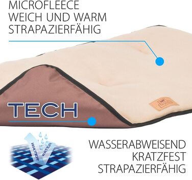 Килимок для собак Ferplast - лежанка-софа для середніх собак, двосторонній, з міцної та водонепроникної тканини, теплий мікрофліс, 65 x 48 x 3,5 см, бежевий