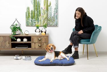 Килимок для собак та котів Baroni Home, 57x90x9 см, Doubleface, сірий та блакитний, розмір L