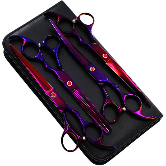 Набір професійних ножиць для грумінгу собак 6CR Edelstahl, набір для догляду за тваринами, ножиці для собак та котів (фіолетовий)