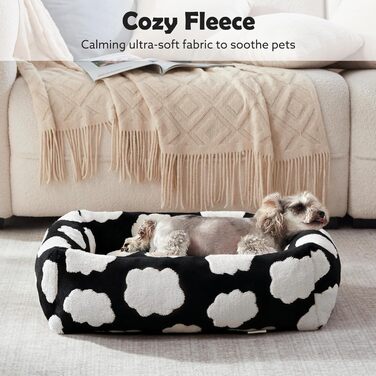 Ортопедичне ліжко для собак JOEJOY XL, прямокутне, чорне, знімний чохол на блискавці, антиковзаюча підкладка, для цуценят та великих собак (107x91x23 см)