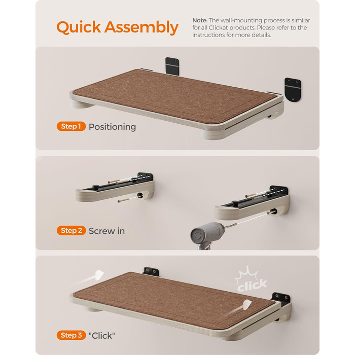 Кігтеточка Feandrea Clickat Collection 006 - висока, стійка, настінна, з 2 сидіннями, діаметр 10.4 см, швидка збірка, розширювана, гамак для котів (L-002)