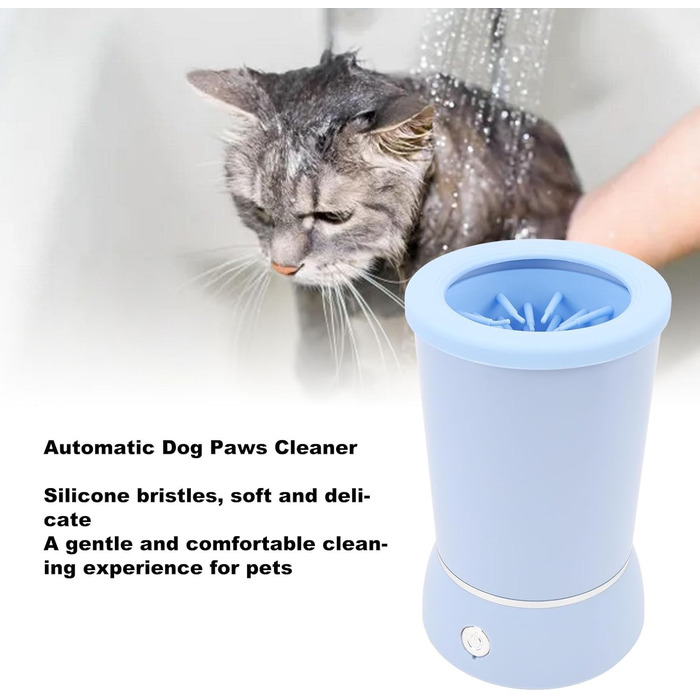 Автоматичний мийник лап для собак Asixxsix, перезаряджуваний, портативний, з м'якою силіконовою щіткою, електричний, для дому та подорожей, блакитний