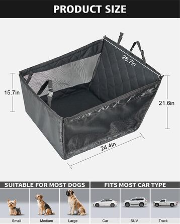 Захисний чохол на автокрісло для собак великих порід, жорстка підкладка, розширення заднього сидіння, водовідштовхуючий, антиковзний, для авто/SUV