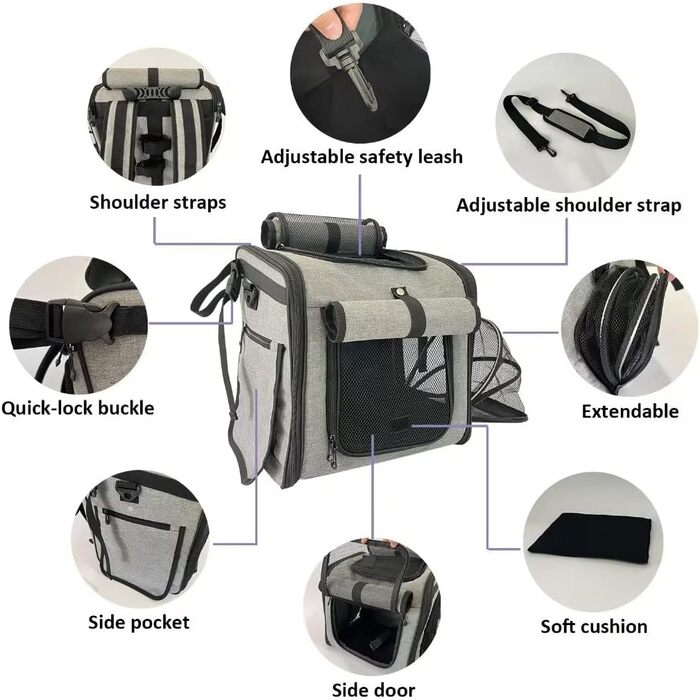 XXXLION Кошик на велосипед для собак, переноска-рюкзак для тварин з сітчастими віконцями, для собак, котів, цуценят, з регульованими ременями, сумка-тримач, для переднього колеса та автокрісла