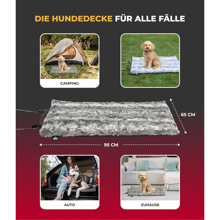Водонепроникна собача підстилка HS-Hundebett Outdoor M 65x95 см, прана, 3 см наповнювач, для дому та подорожей, сіра, вироблено в Німеччині