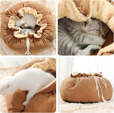 Кругле ліжко для котів та собак Galatée, м'яке та затишне, з антиковзною основою (M, коричневе)