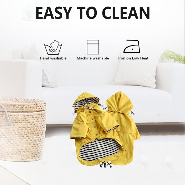Жовтий дощовик для собак Pethiy Premium, водонепроникний дощовик з капюшоном та кишенями, розмір XL