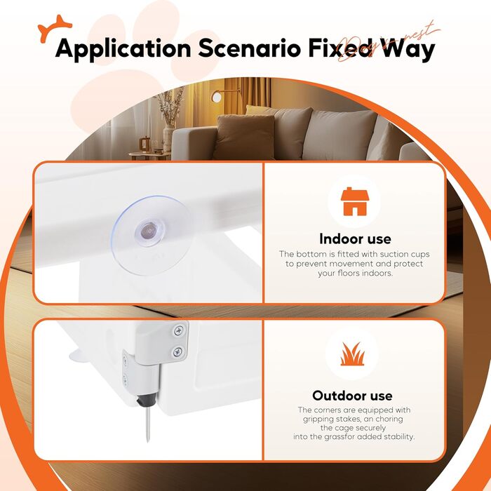 Клітка для собак HealSmart 4-панельна, 61 см, пластик, складана, портативна, біла. Безпечний загін для собак маленьких та середніх порід, для дому та вулиці