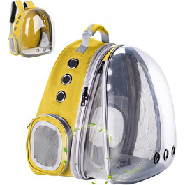 Розширюваний рюкзак для котів та собак, переноска-рюкзак з прозорим вікном та блискавкою, для подорожей та піших прогулянок (Жовтий)