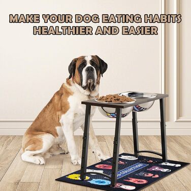 Підвищені годівниці для собак великих та екстра-великих порід, з нековзною підстилкою, об'єм 3000 мл (2 шт.), стабільна годівниця висотою 46 см, коричневого кольору.