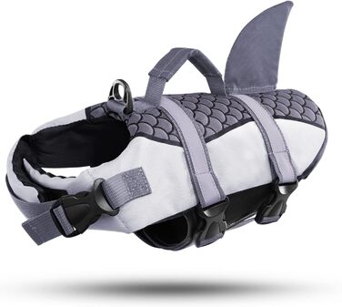Жилет для собак 'Акула' з ручкою та світловідбиваючими елементами, для малих, середніх та великих собак, сірий, розмір M