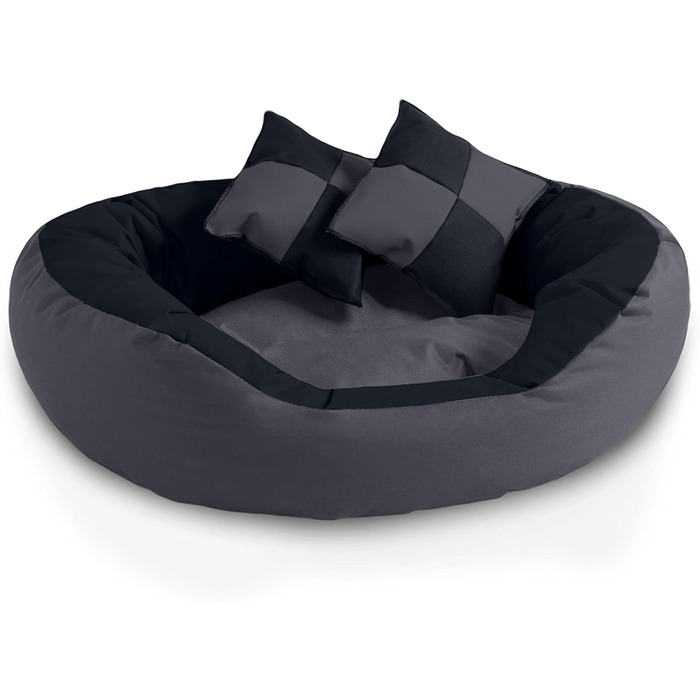 Кругле лежанка для собак BedDog® SABA 4в1, велика, XL, мокко-чорно-коричневий, 65x50x23 см, ROCK-FLOW (сірий/антрацит)