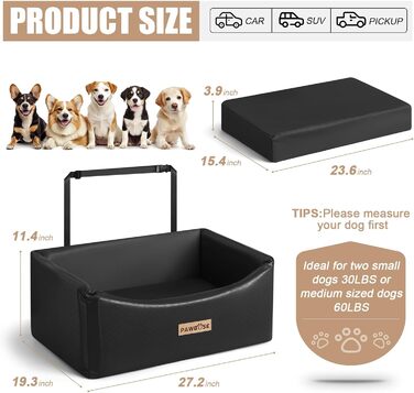 Автокрісло для собак, переноска для собак великих порід (до 25 кг) з ременем безпеки, водонепроникне автоліжко для тварин